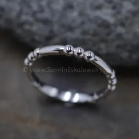 READY TO SHIP Silver Bead Inspired Design, Stacking Ring, Size 7