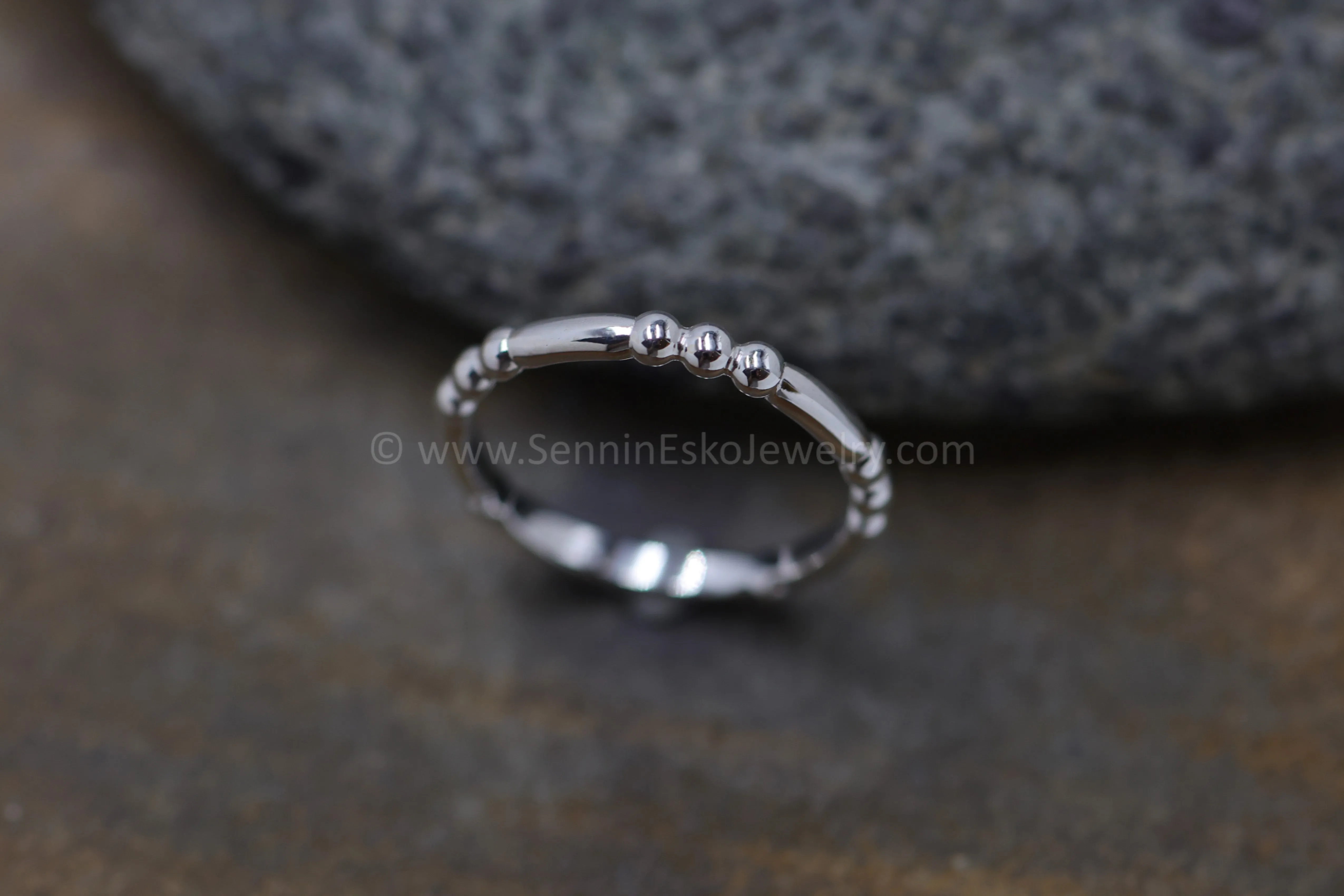 READY TO SHIP Silver Bead Inspired Design, Stacking Ring, Size 7