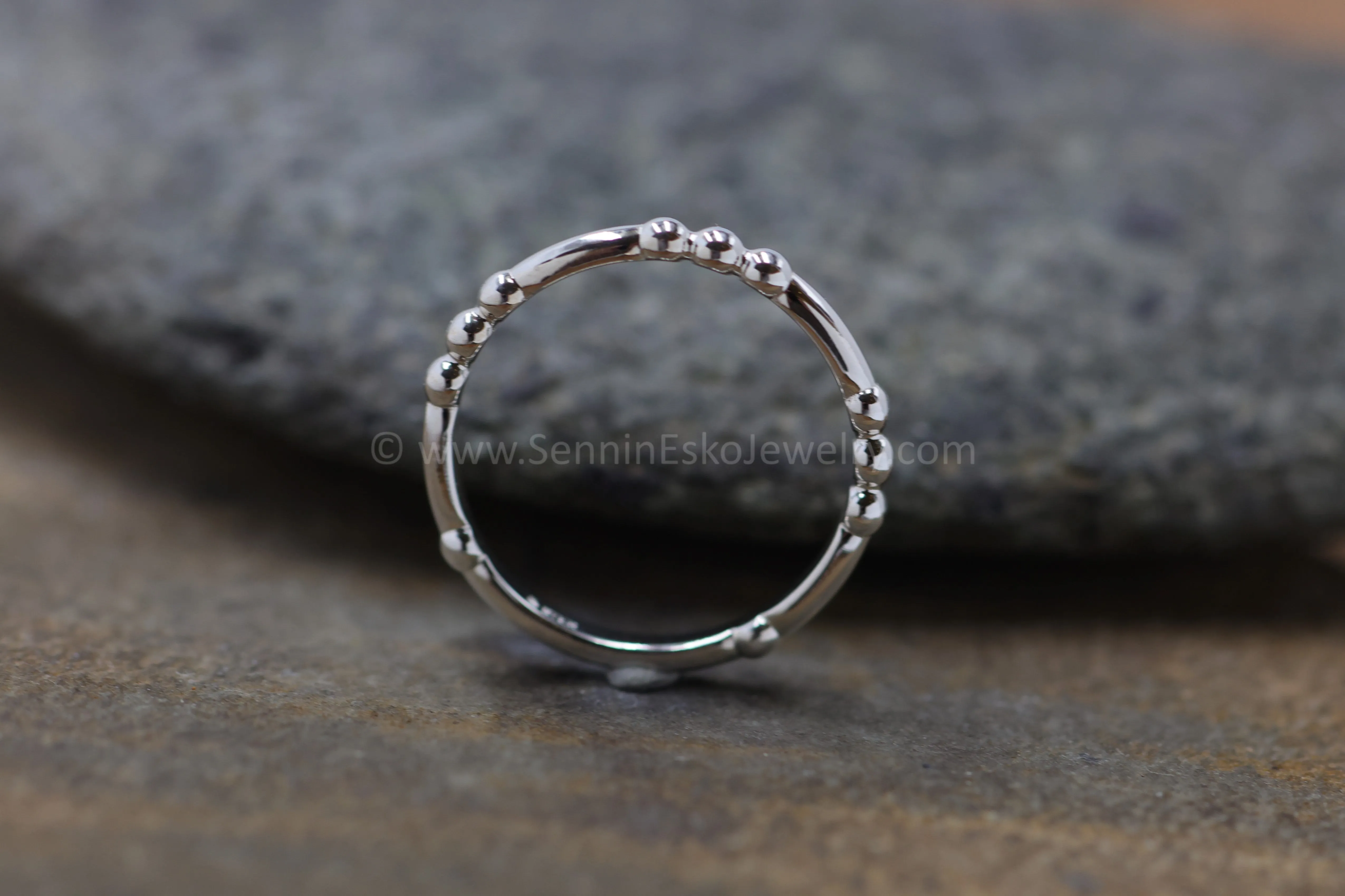 READY TO SHIP Silver Bead Inspired Design, Stacking Ring, Size 7