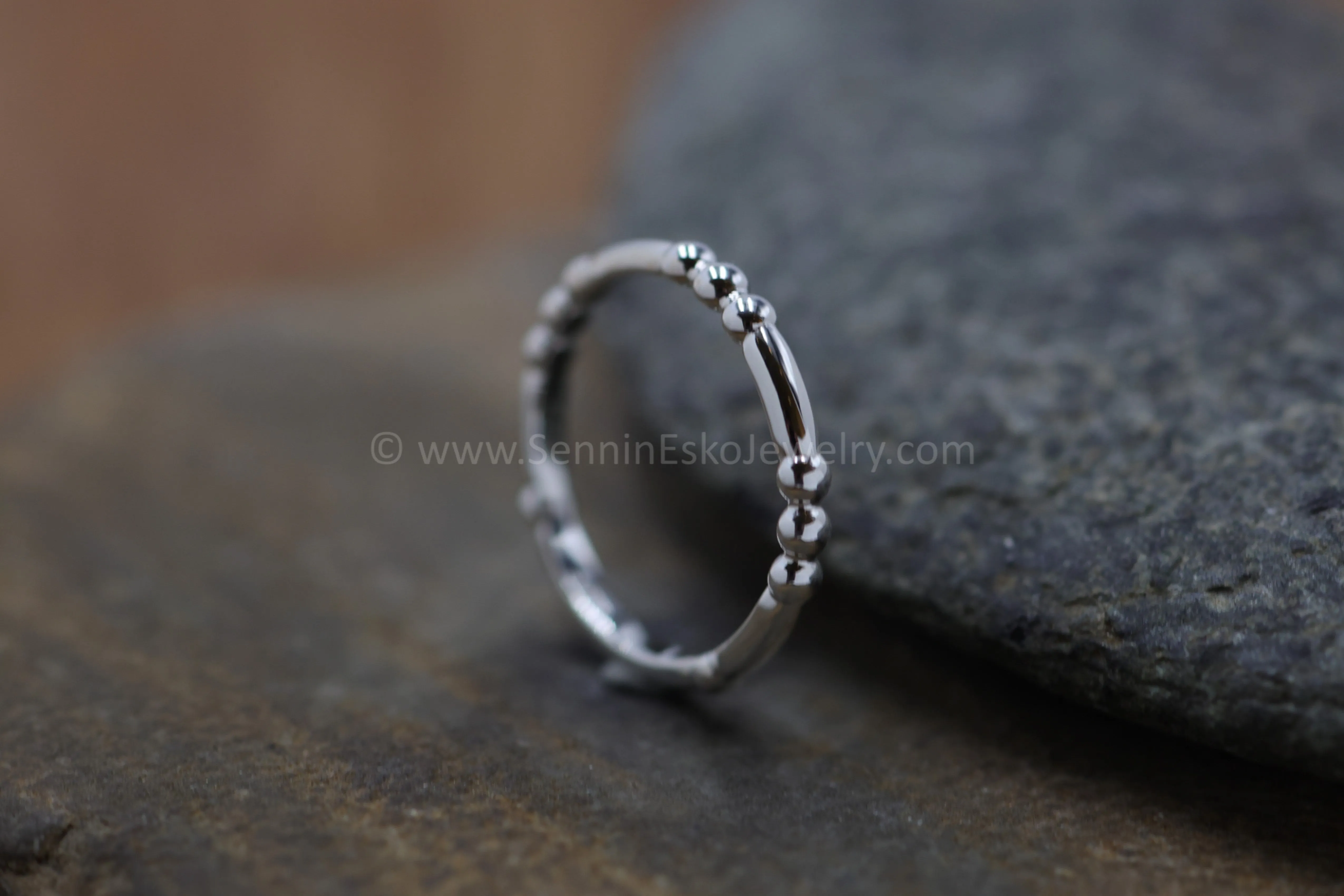 READY TO SHIP Silver Bead Inspired Design, Stacking Ring, Size 7