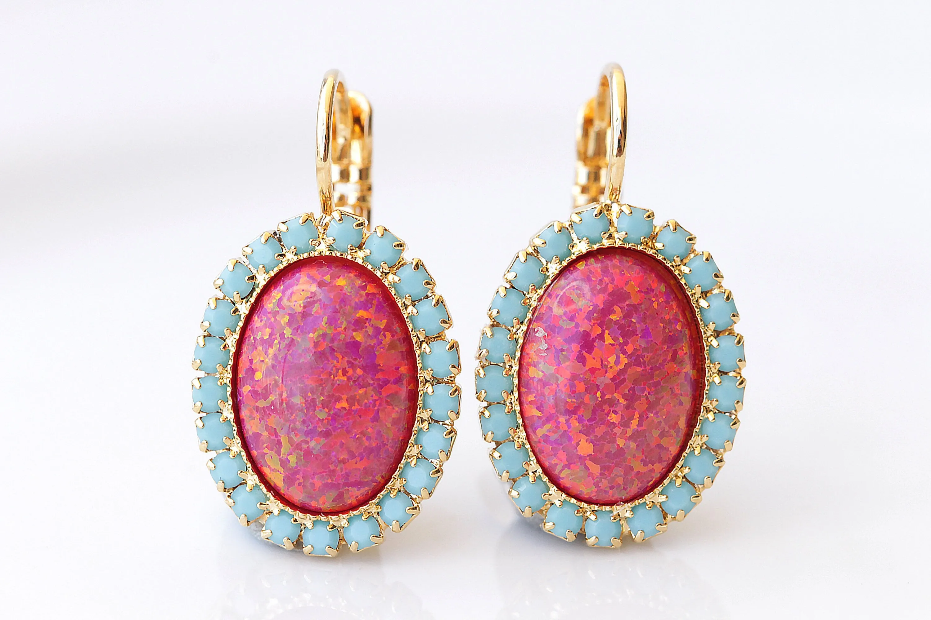 RED  OPAL EARRINGS