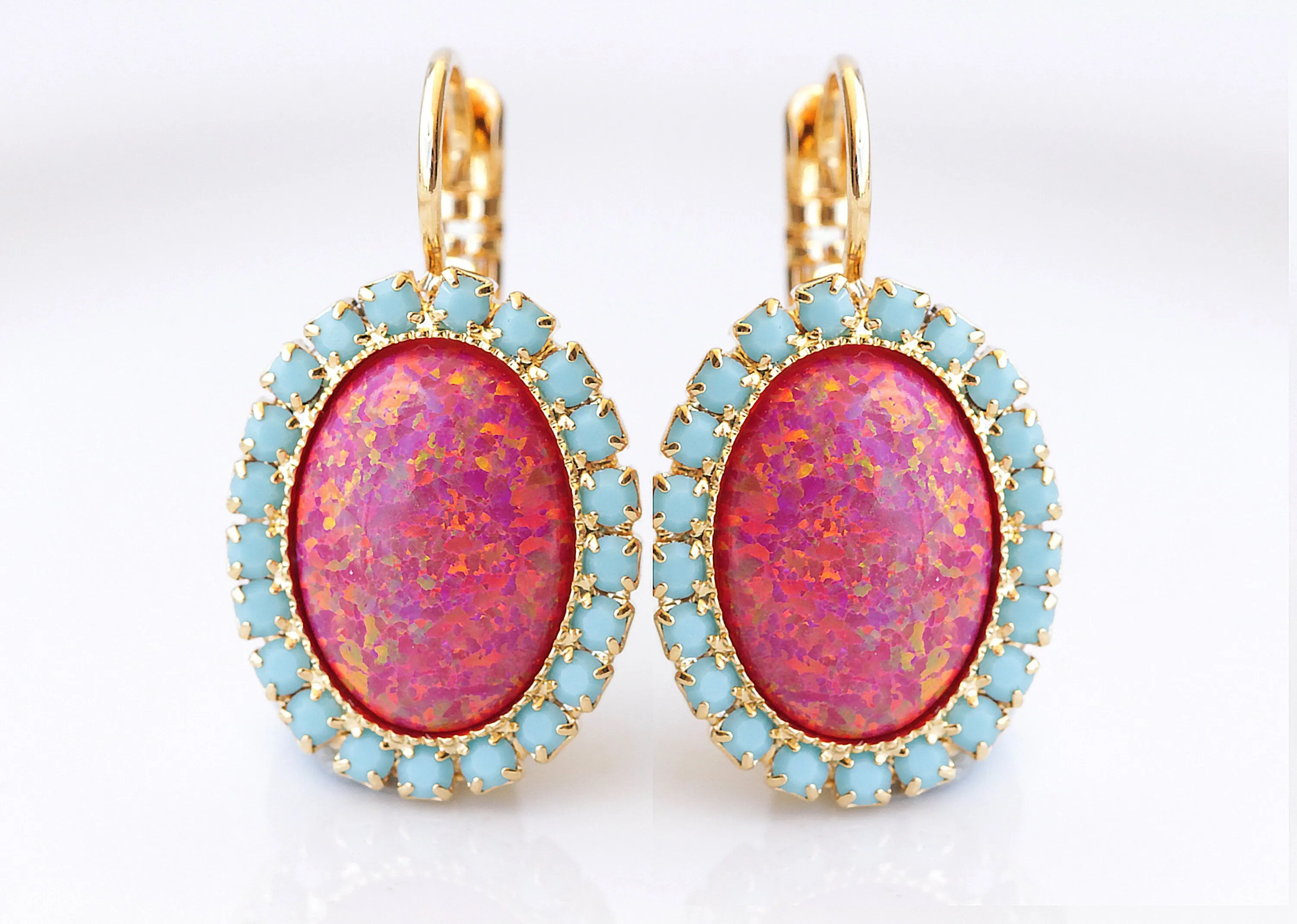 RED  OPAL EARRINGS