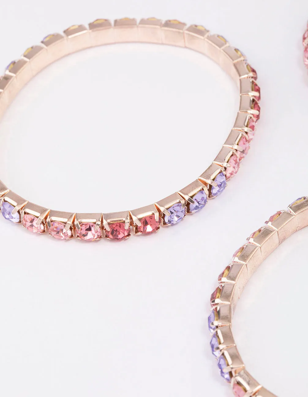 Rose Gold Diamante Stretch Bracelet 3-Pack