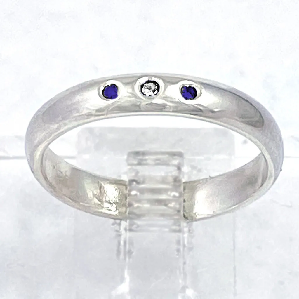 Sapphires & Diamond Trio Ring (size 6 1/2)