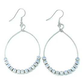 Silver Beaded Hoop Earrings