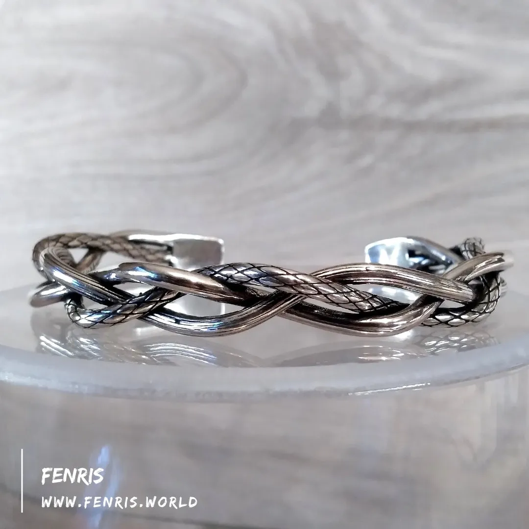 Silver Bracelet Organic Twist Cuff