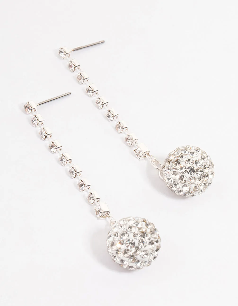 Silver Cupchain Fireball Drop Earrings