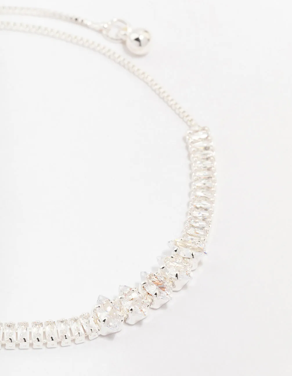 Silver Plated Tennis Marquise Baguette Bracelet