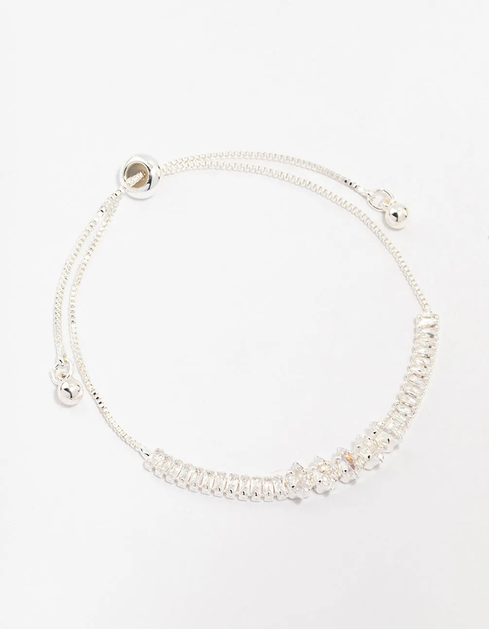 Silver Plated Tennis Marquise Baguette Bracelet