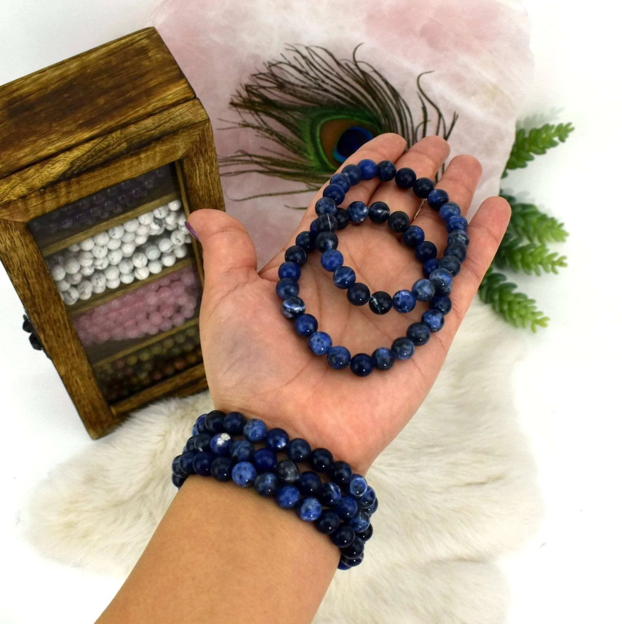 Sodalite Round 8mm. Bead Wrist Mala / Bracelets