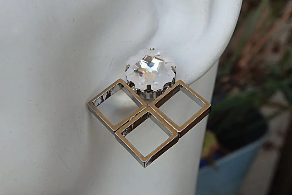 Square crystal earrings