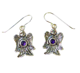 Sterling Silver Earrings for Women. Angels Israeli Jewelry Earrings set with gemstones