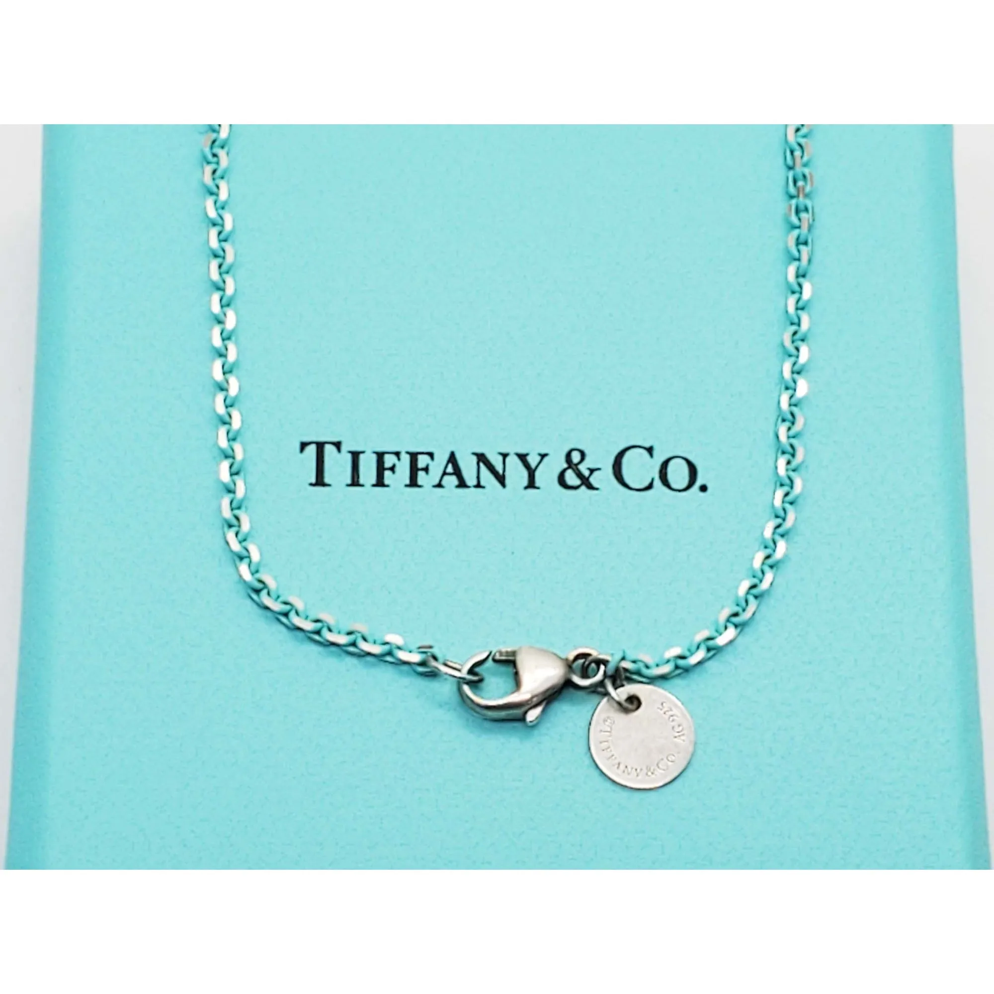 Tiffany & Co Blue Thin Sparkle Chain Necklace Sterling Silver 18" Long