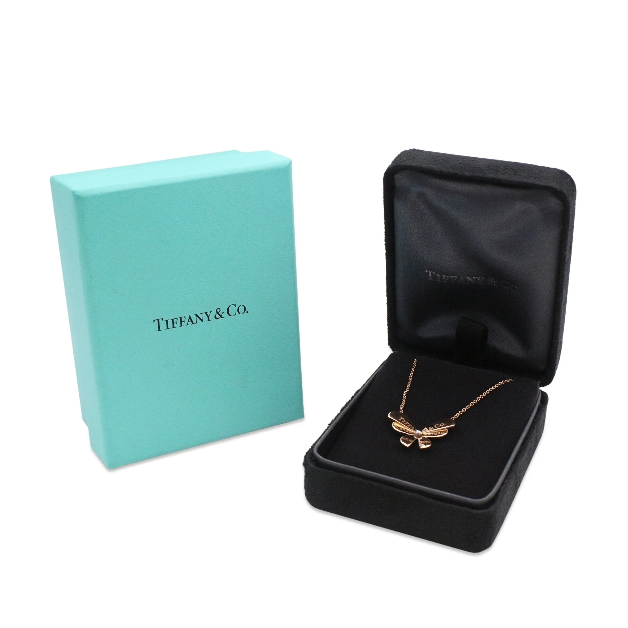 Tiffany Butterfly Pendant Necklace - 18ct Rose Gold & Sterling Silver