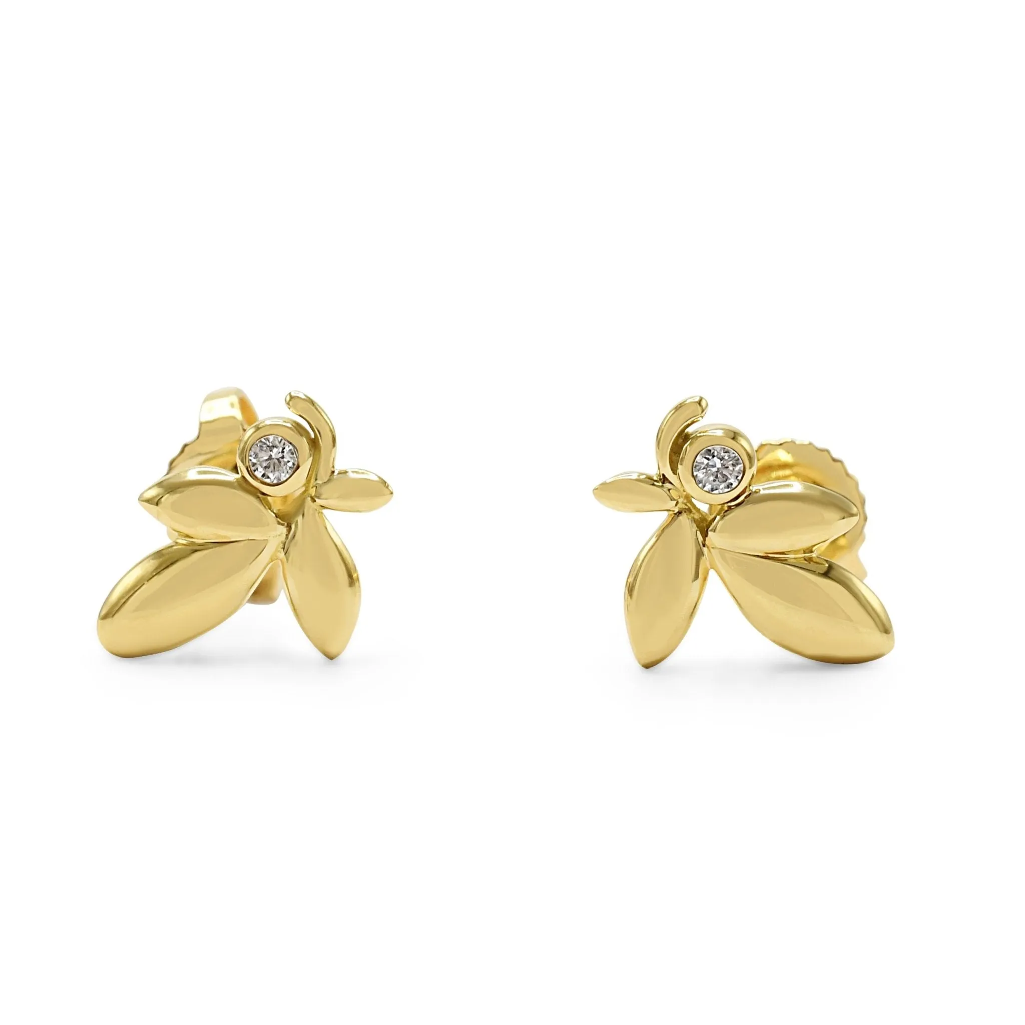 Tiffany Paloma Picasso Olive Leaf Diamond Earrings - 18ct Yellow Gold