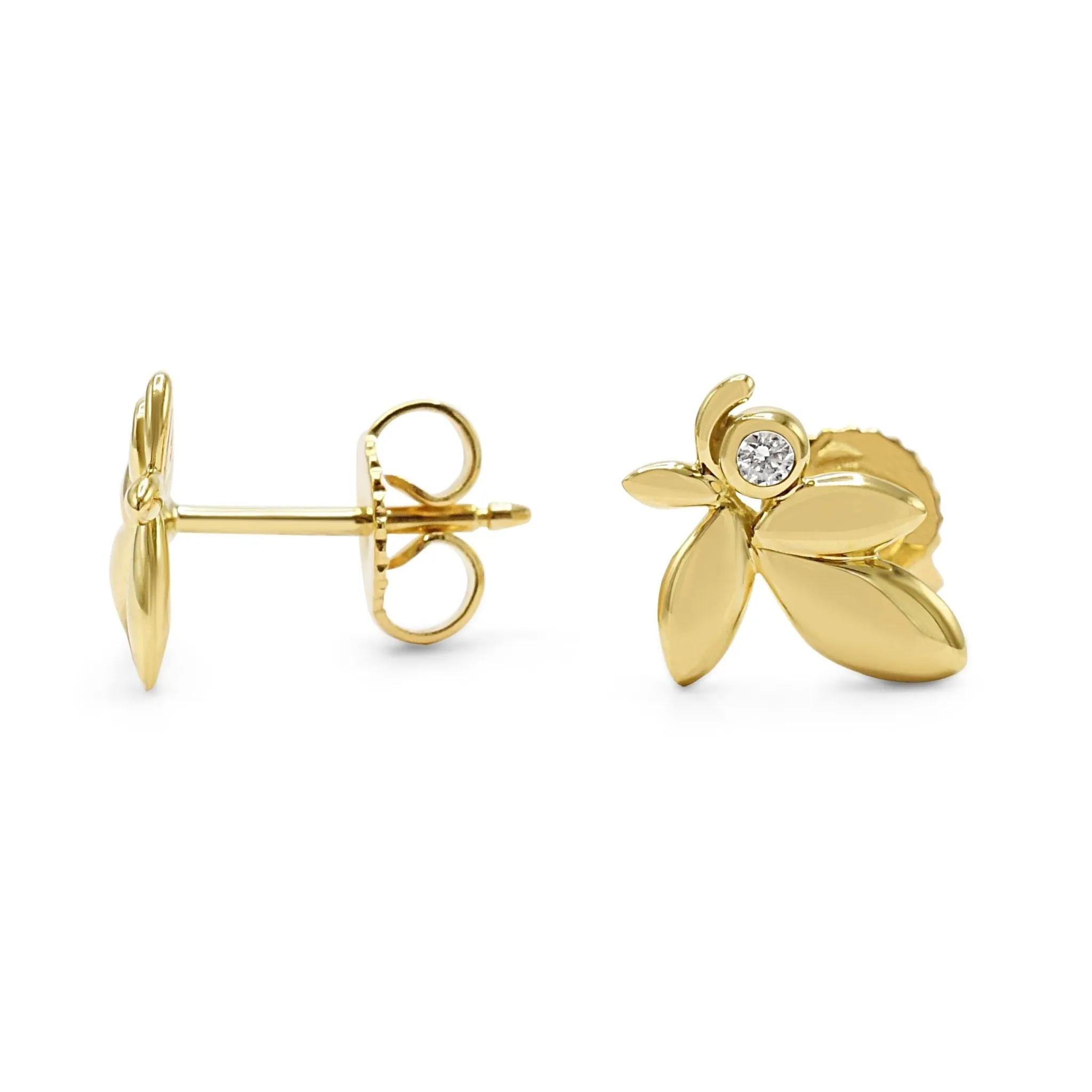 Tiffany Paloma Picasso Olive Leaf Diamond Earrings - 18ct Yellow Gold