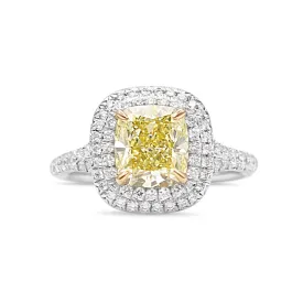 Tiffany Soleste Cushion-Cut Yellow Diamond Halo Engagement Ring