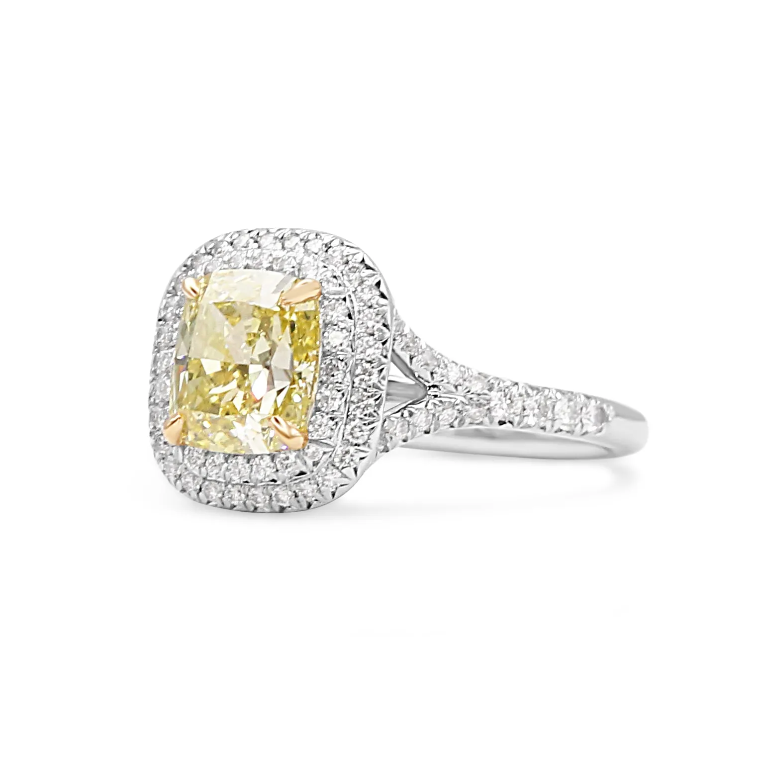 Tiffany Soleste Cushion-Cut Yellow Diamond Halo Engagement Ring