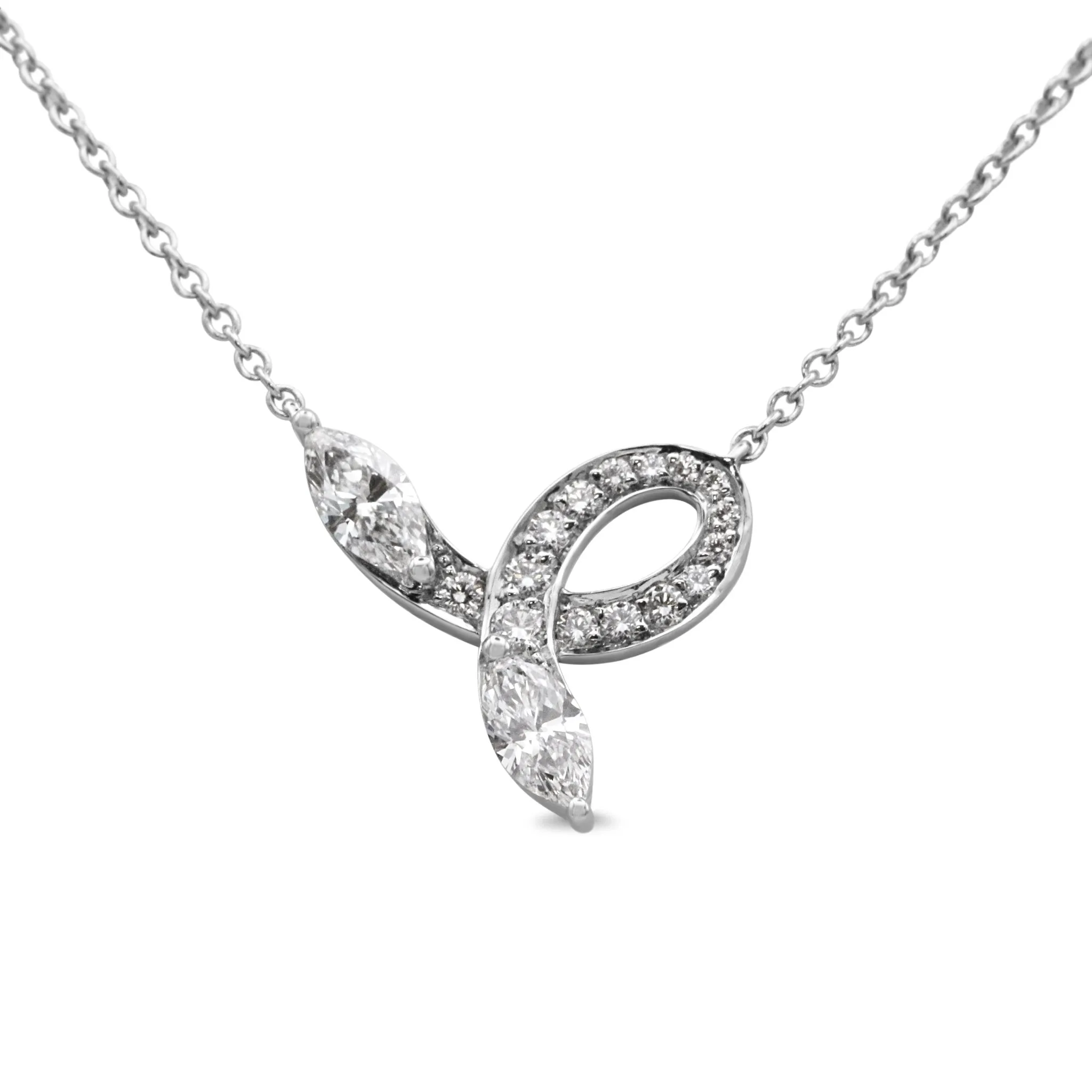 Tiffany Victoria Bow Pendant Necklace - Platinum