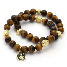 Tiger Eye Buddha & Skull Bead Bracelet Set