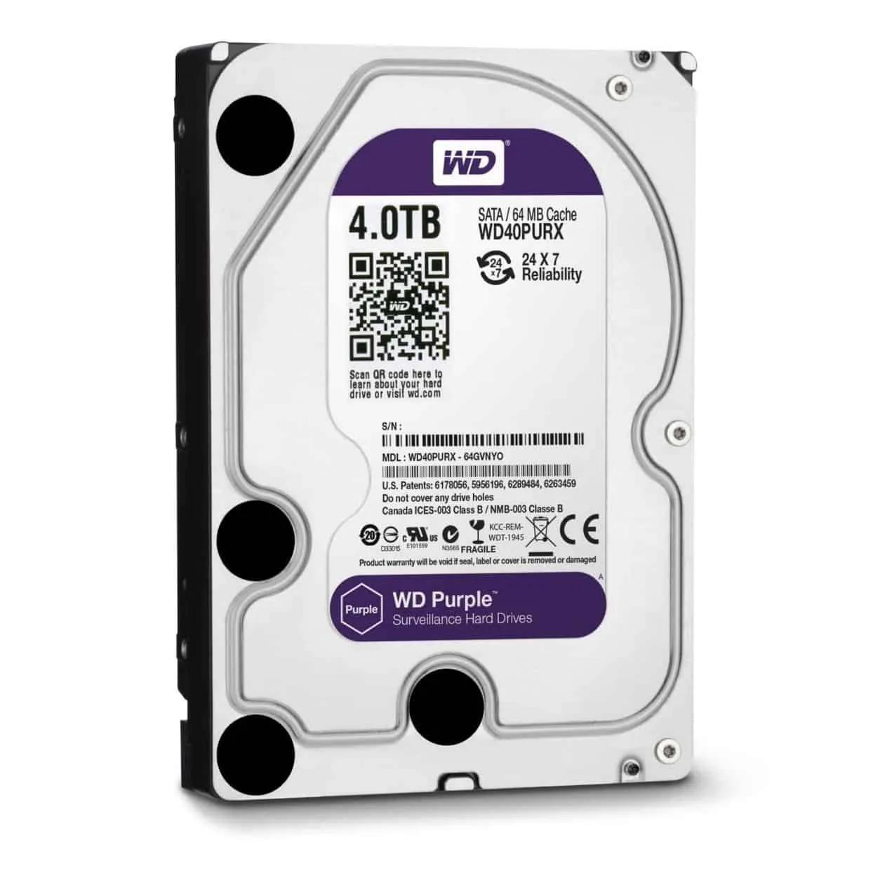 Western Digital Purple Surveillance 1TB/2TB/3TB/4TB 5400 64MB SATA3 Hard Drive (WD10PURZ/WD20PURZ/WD30PURZ/WD40PURZ)