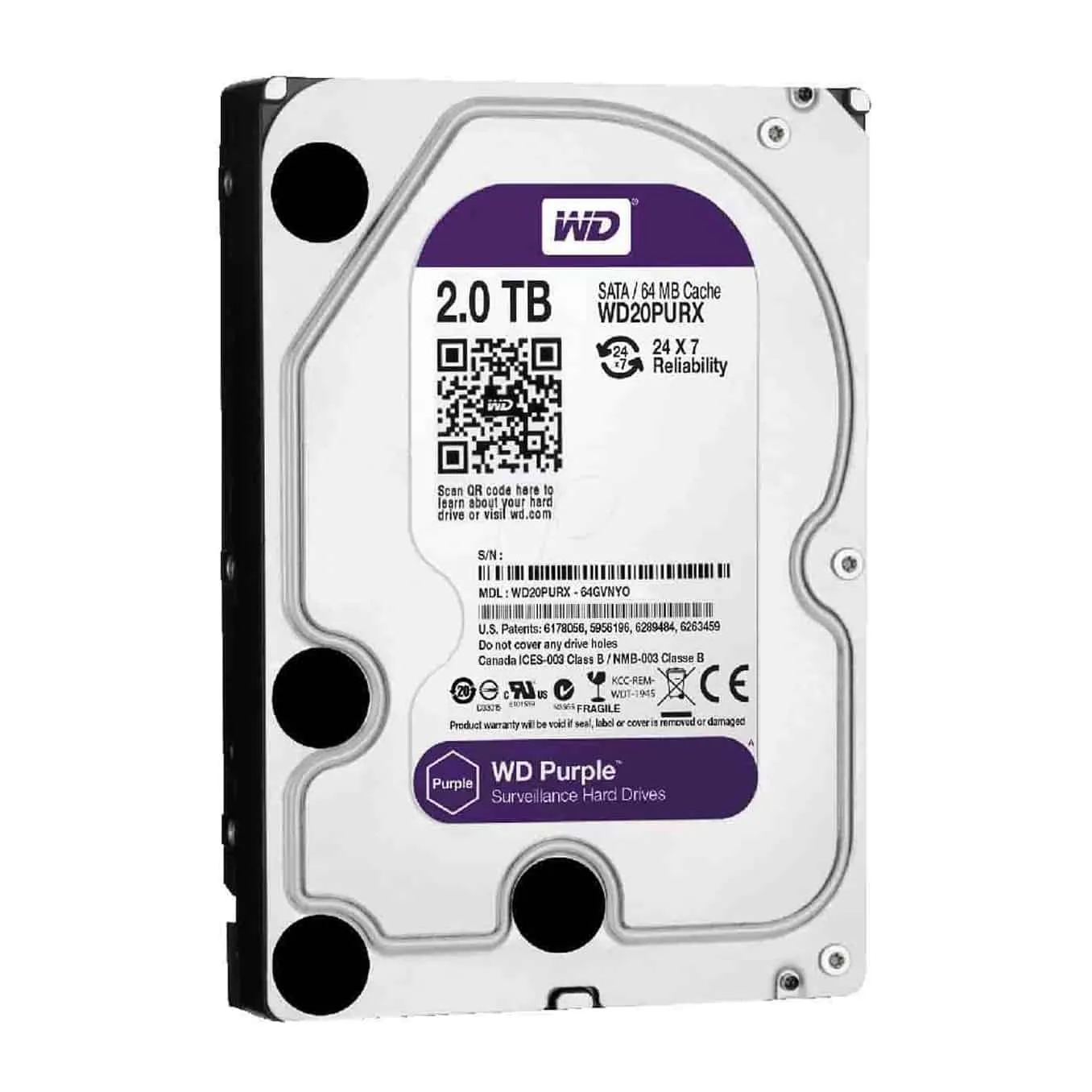 Western Digital Purple Surveillance 1TB/2TB/3TB/4TB 5400 64MB SATA3 Hard Drive (WD10PURZ/WD20PURZ/WD30PURZ/WD40PURZ)