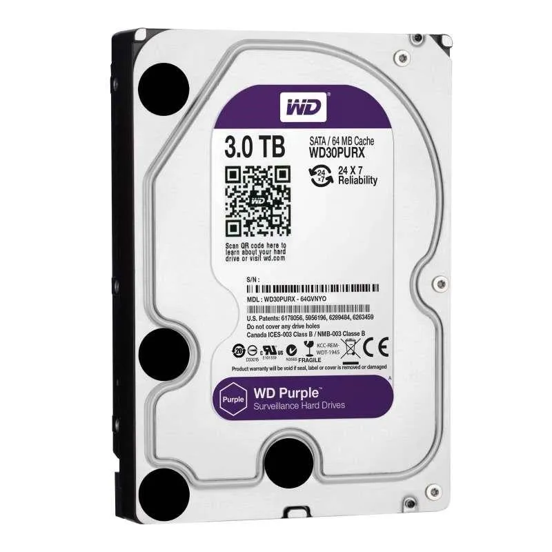 Western Digital Purple Surveillance 1TB/2TB/3TB/4TB 5400 64MB SATA3 Hard Drive (WD10PURZ/WD20PURZ/WD30PURZ/WD40PURZ)