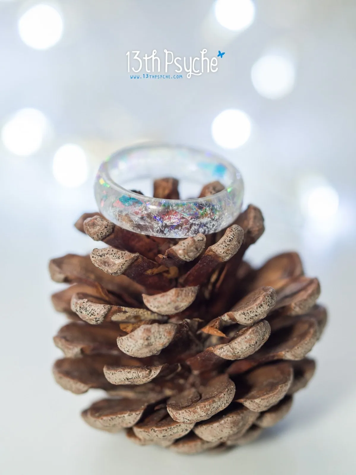 Winter inspired frost resin ring, snow ring