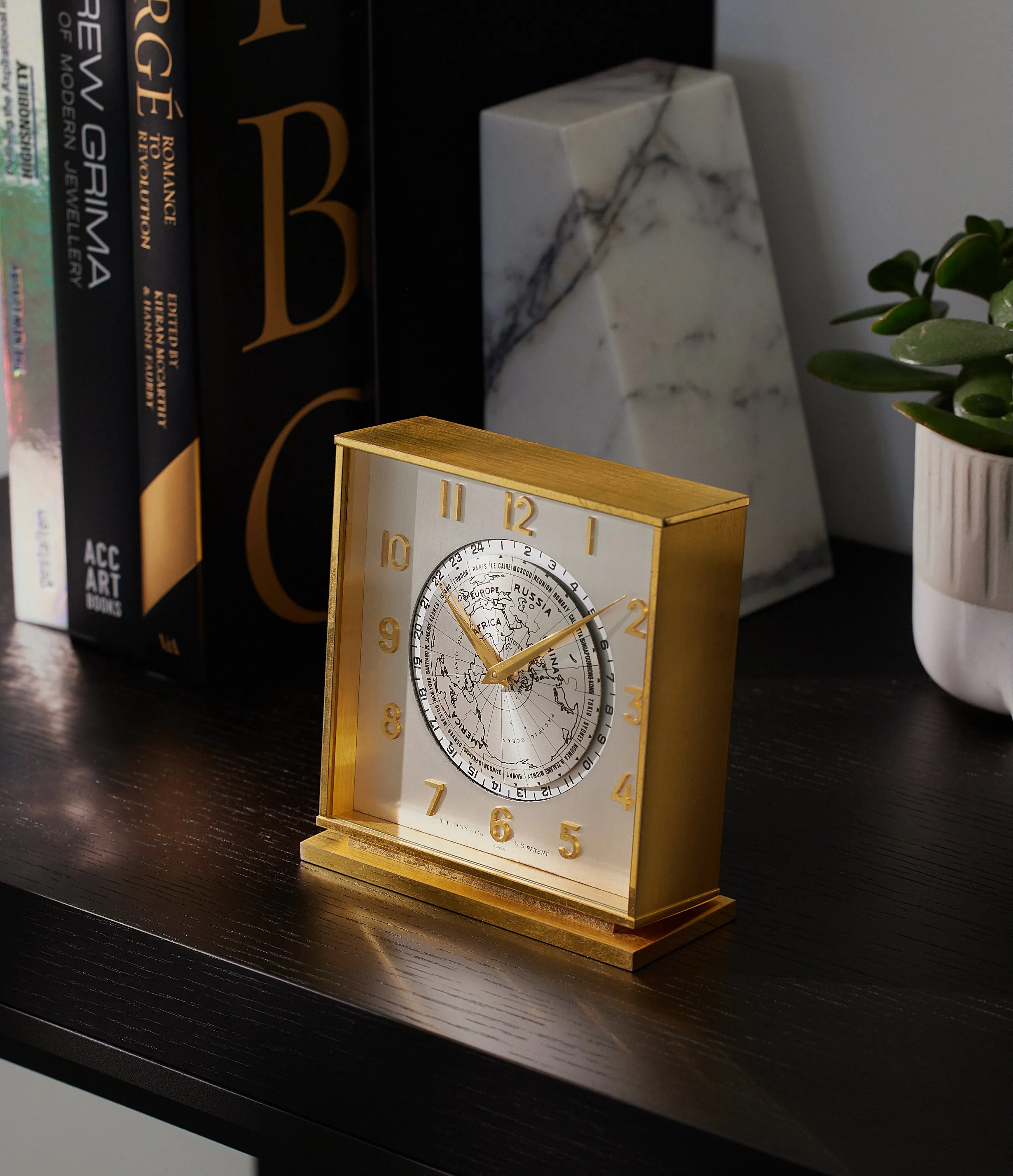 World Time Desk Clock | Gilt Brass