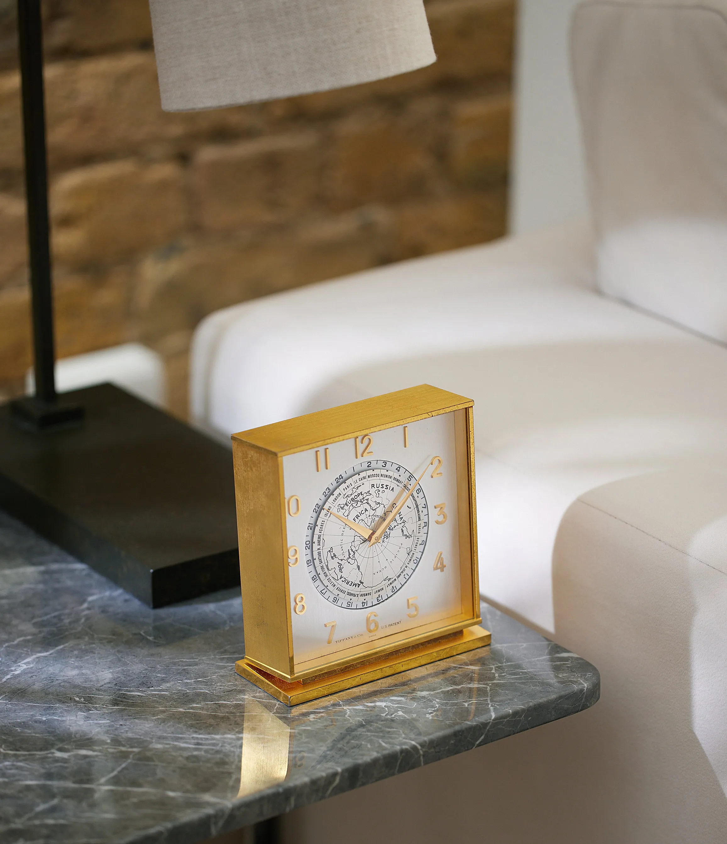 World Time Desk Clock | Gilt Brass