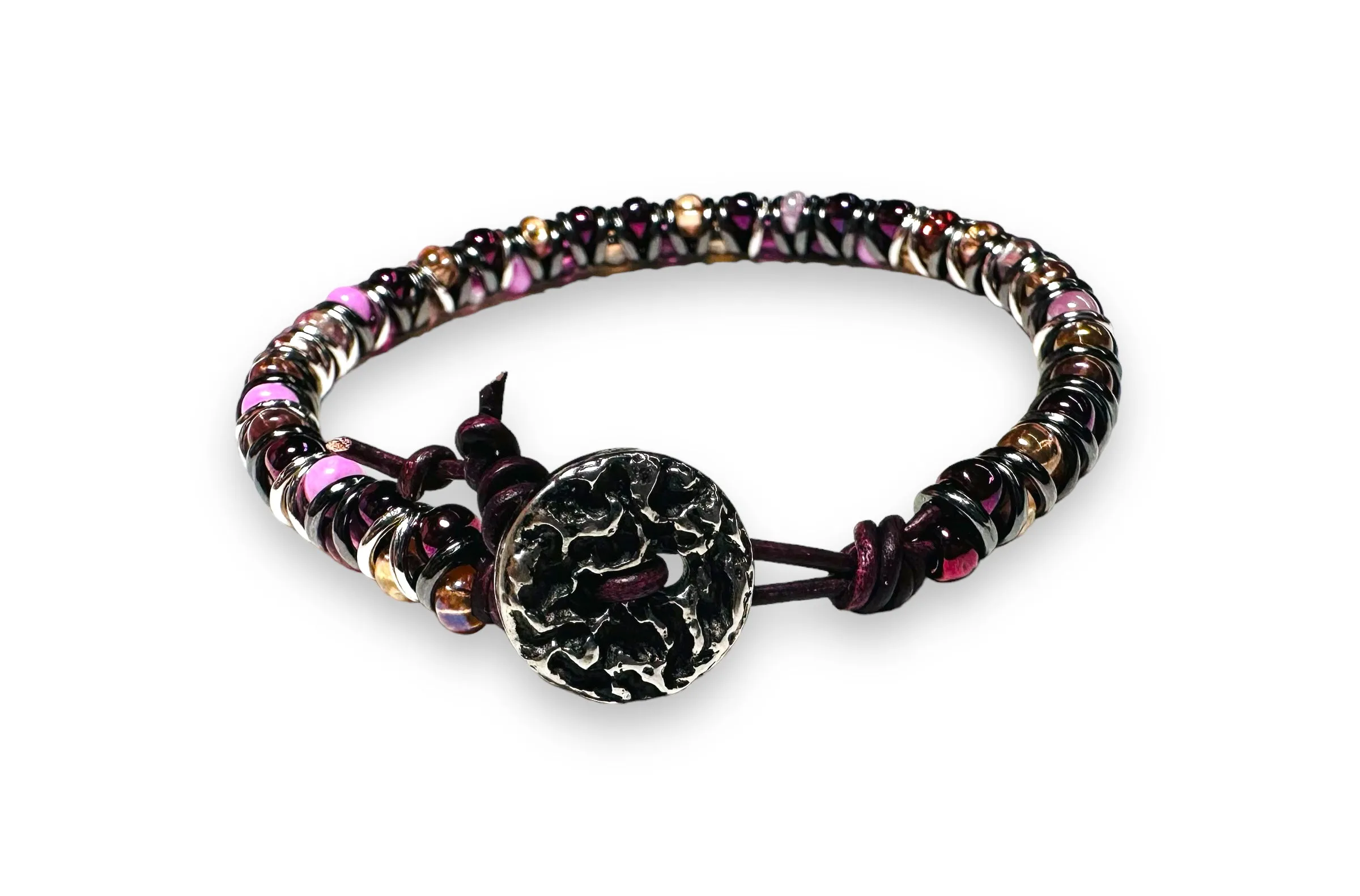 Woven “Goddess” Bracelets/ Leather Bracelets/ Button Bracelets